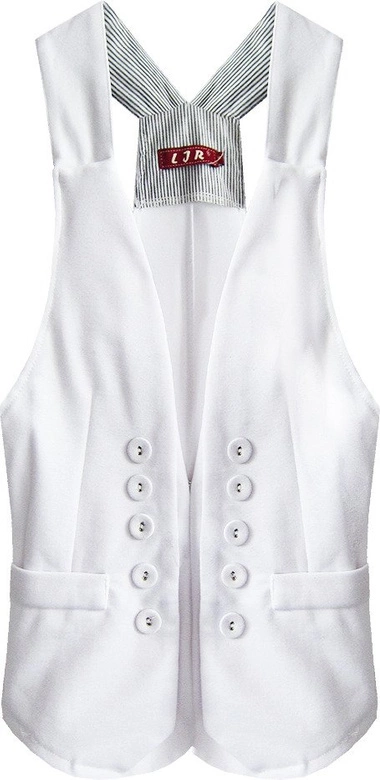 KRÓTKA KAMIZELKA Z OZDOBNYMI GUZIKAMI BIAŁA (1220)