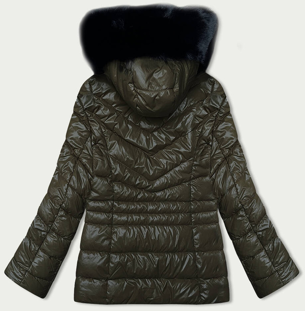 Pikowana kurtka zimowa damska khaki (V776G)