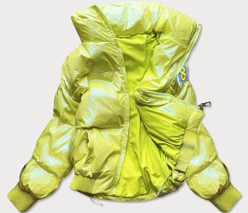 KRÓTKA KURTKA DAMSKA OVERSIZE NEONOWO ŻÓŁTA (651ART)