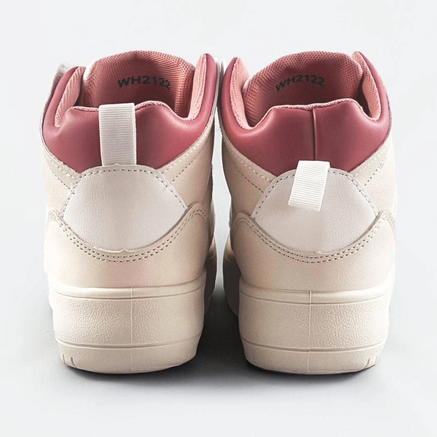 Damskie sneakersy za kostkę beżowo-różowe (wh2122)