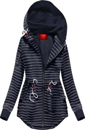 DŁUŻSZA BLUZA W PASKI GRANATOWA (619A)