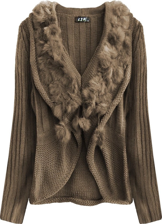 SWETER O GRUBYM SPLOCIE CIEMNOBRĄZOWY (1618)