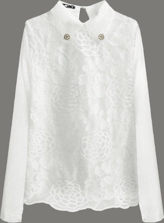 Elegancka bluzka z kołnierzykiem ecru (8521/1)