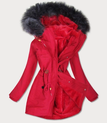 WODOODPORNA PARKA DAMSKA NA FUTERKU CZERWONA (M-933)