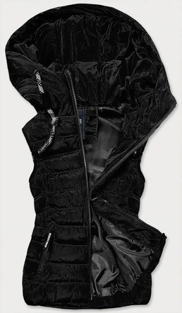 KAMIZELKA DAMSKA Z PUCHEM NATURALNYM CZARNA (RQW6815)