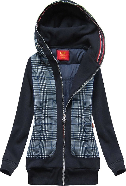 BLUZA Z ŁĄCZONYCH MATERIAŁÓW GRANATOWA (631)