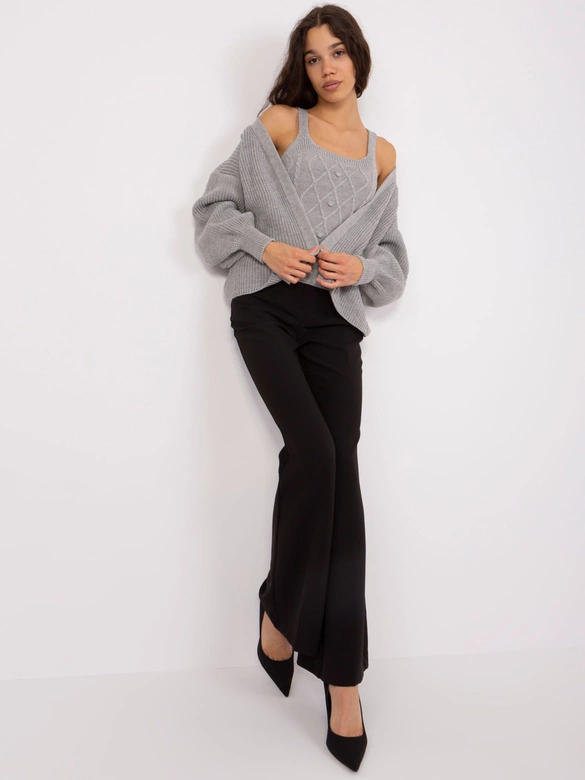 Dwuczęściowy komplet top + sweter szary (8019)