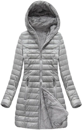 DWUSTRONNA KURTKA Z KAPTUREM SZARA (B7106)