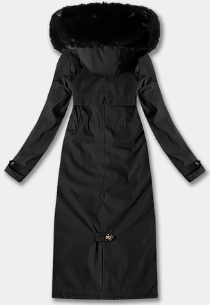 Zimowa ciepła kurtka damska do kolan Libland czarna (7643)