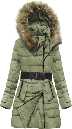 KURTKA Z KAPTUREM I PASKIEM KHAKI (418ART)