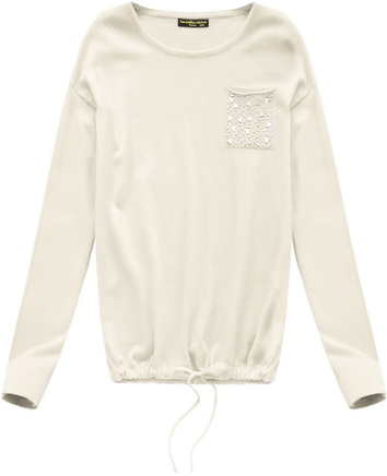 SWETER Z KIESZONKĄ BEŻOWY (P7119)