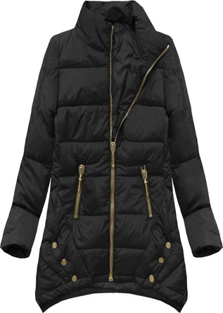 PIKOWANA KURTKA Z PUCHEM NATURALNYM CZARNA (1412)
