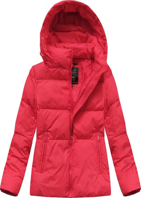 Zimowa krótka pikowana kurtka damska czerwona (7694)