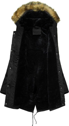 ZIMOWA KURTKA DAMSKA TYPU PARKA CZARNA (B2628)