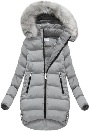 PIKOWANA KURTKA Z KAPTUREM SZARA (W578)