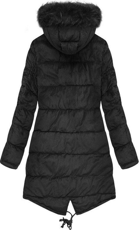DWUSTRONNA DAMSKA PARKA ZIMOWA WELUROWA CZARNA (7911)