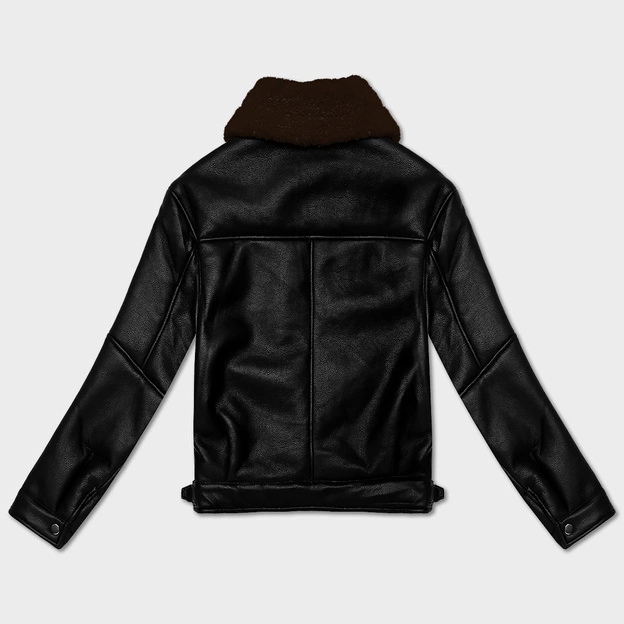 Przejściowa damska kurtka skórzana na futerku J Style czarna-brązowa (11Z8267)