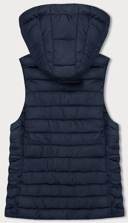 Pikowany bezrękawnik z kapturem damski granatowy (16M9150-215)