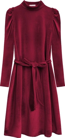 WELUROWA SUKIENKA WIĄZANA W TALII BORDOWA (487ART)