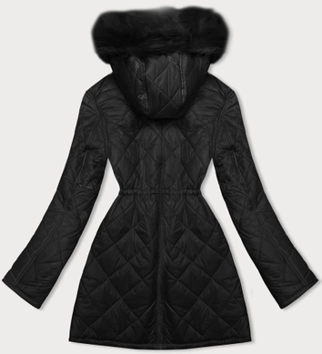 Dwustronna kurtka damska pikowana - futro czarna (H-897-01)