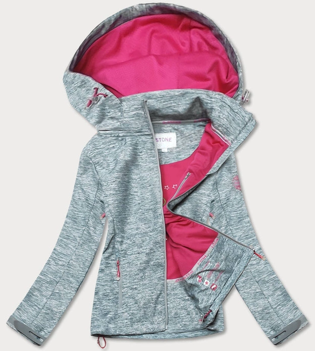 DAMSKA KURTKA SPORTOWA TYPU SOFTSHELL SZARO-RÓŻOWA (DW-21605)