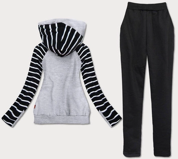 KOMPLET DRESOWY Z KAPTUREM CZARNO-SZARY (AMG740A)