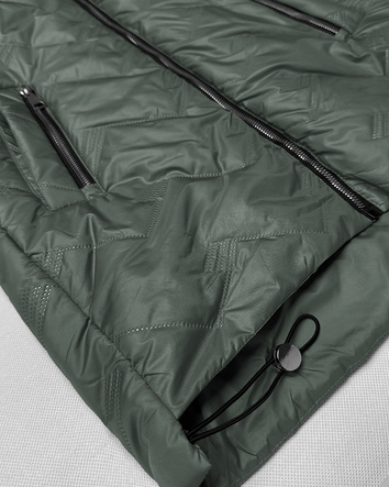 Lekka kurtka damska pikowana z kapturem Goodlookin khaki (B8588-11)