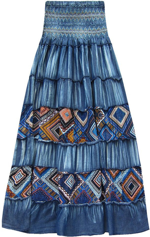 SPÓDNICA MAXI A'LA JEANS NIEBIESKA (C251030)