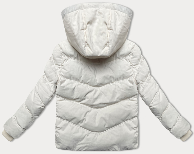 Gruba zimowa kurtka damska ze strukturalnego materiału J Style ecru (5M3251-281)