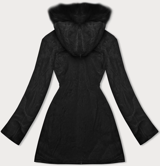 Dwustronna kurtka damska pikowana - futro czarna (H-897-01)