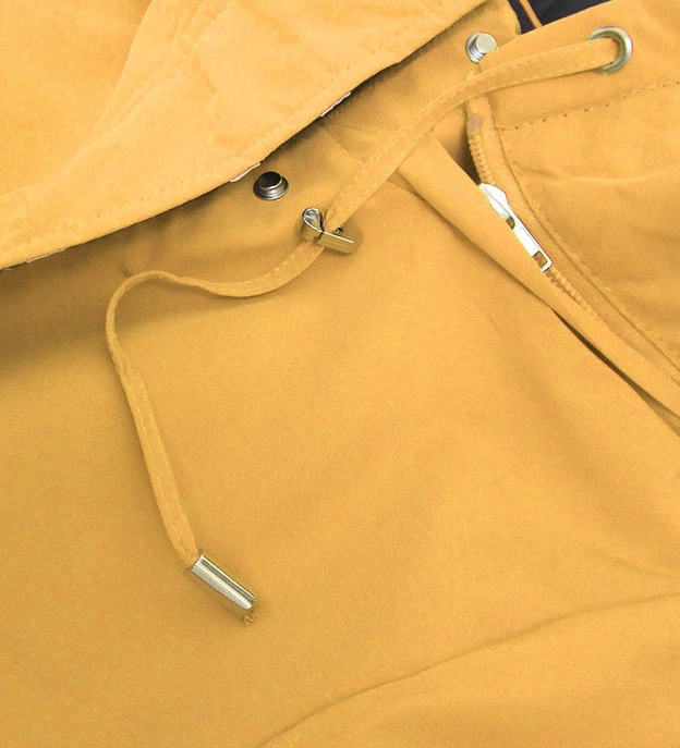 DWUSTRONNA KURTKA PARKA DAMSKA ŻÓŁTA-PEPITKA (W353-1)