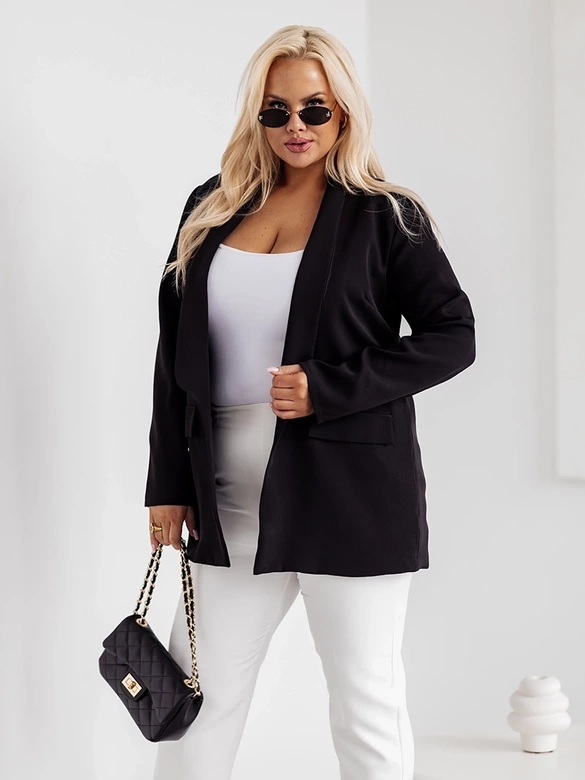 Klasyczna marynarka damska plus size czarna (8275)