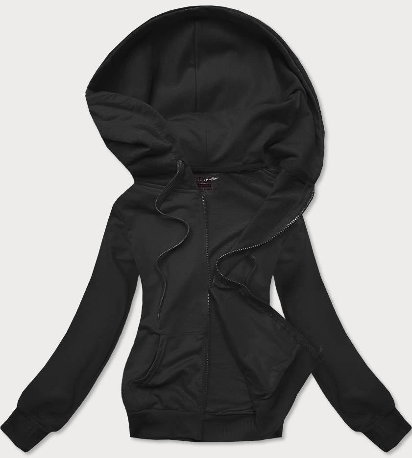 Rozpinana cienka bluza damska z kapturem czarna (W08-3)