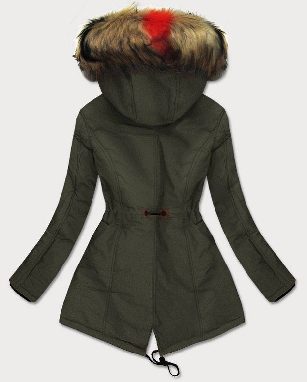 DAMSKA KURTKA ZIMOWA Z KAPTUREM KHAKI (208-1)