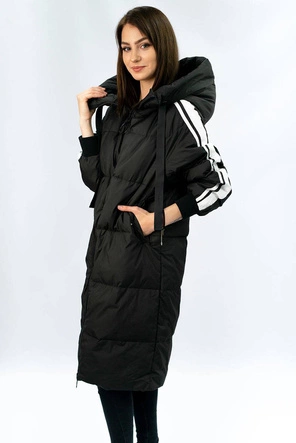PŁASZCZ DAMSKI ZIMOWY Z PUCHEM NATURALNYM CZARNY (7095)