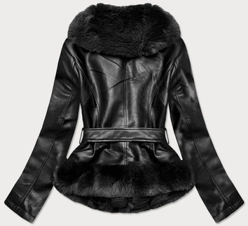 RAMONESKA Z FUTRZANYM KOŁNIERZEM CZARNA (B9737-101)