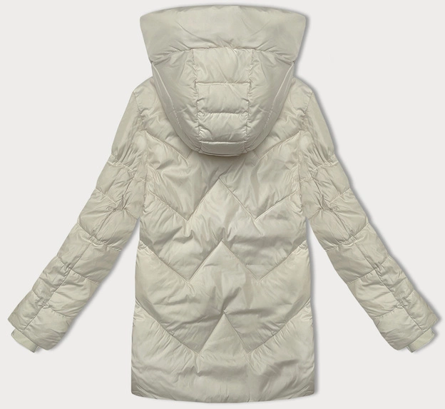 Pikowana kurtka damska z kapturem Glakate ecru (LU-24029#)