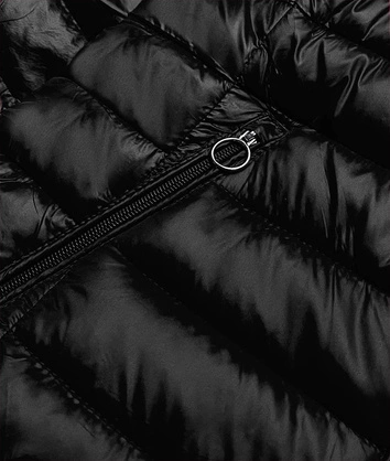 Pikowana kurtka dwustronna damska czarna (b9775-1)