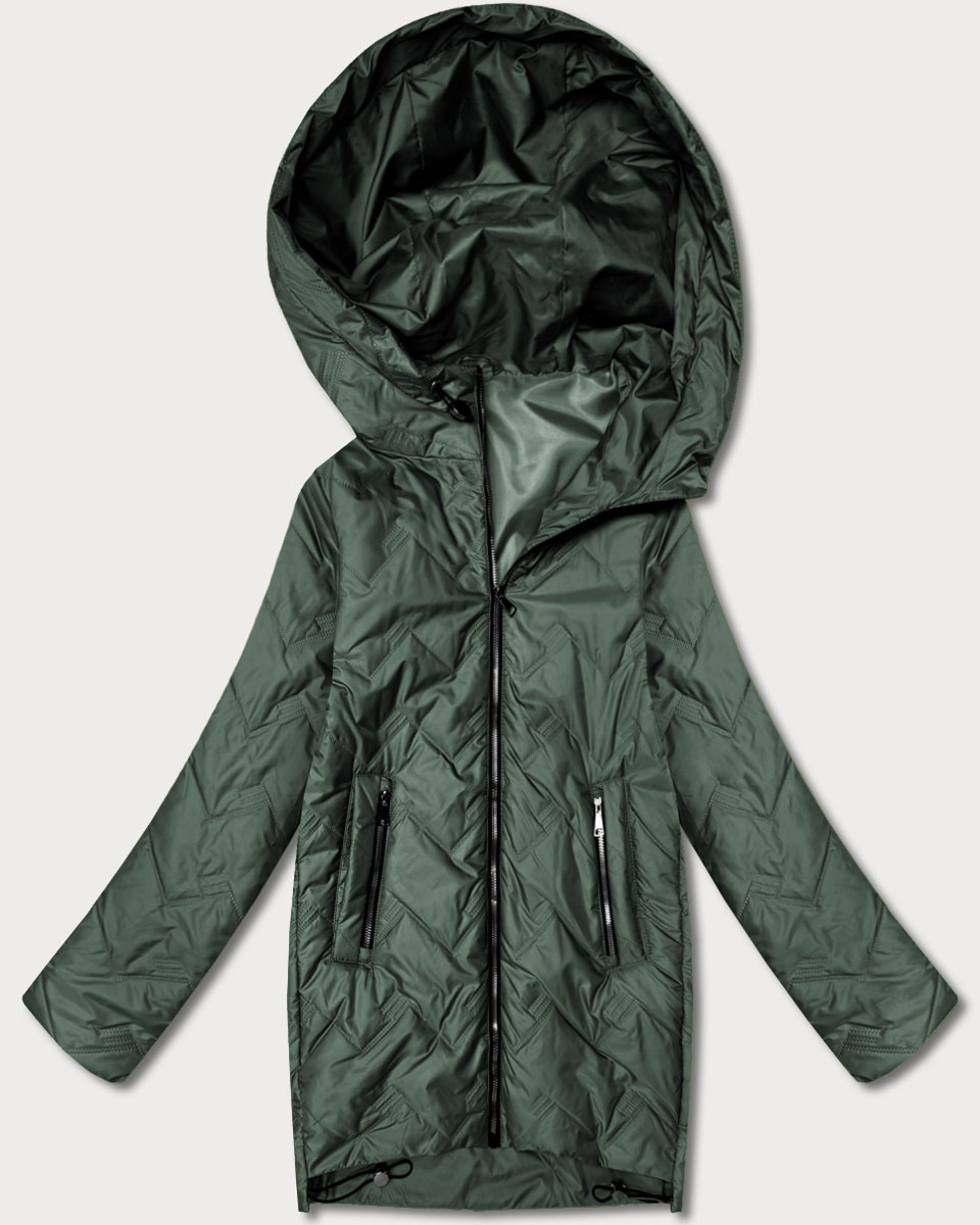 Lekka kurtka damska pikowana z kapturem Goodlookin khaki (B8588-11)
