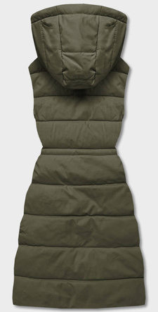 Puchowy bezrękawnik damski z kapturem army (CAN-860)
