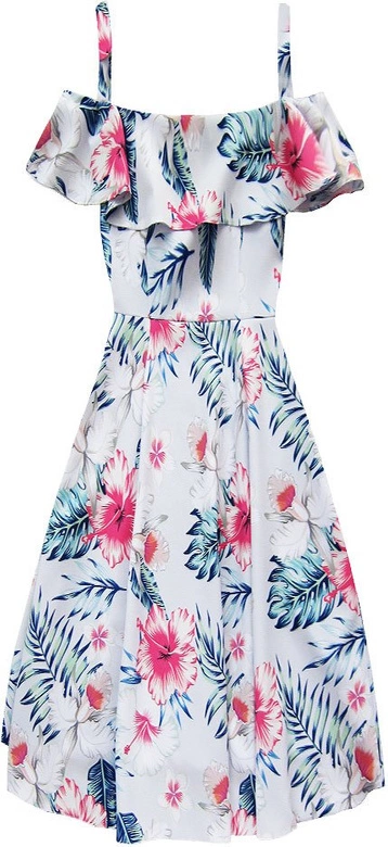 ASYMETRYCZNA SUKIENKA Z FALBANĄ BŁĘKITNA (91ART)