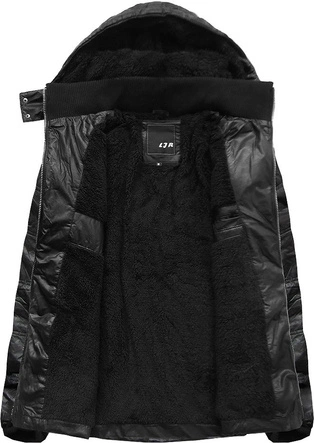 KURTKA ZIMOWA Z EKOSKÓRY CZARNA (51017)