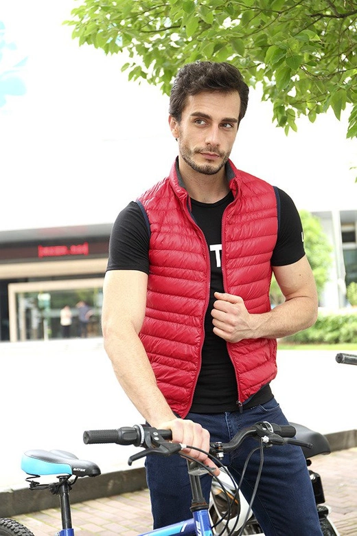 MĘSKA KAMIZELKA Z PUCHEM NATURALNYM CZERWONA (5008)