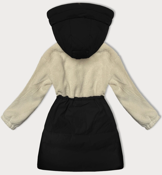 Przejściowa kurtka z łączonych materiałów czarna-ecru (WD2351)