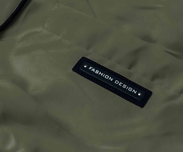 Kurtka damska z ozdobną lamówką khaki (B8139-11)