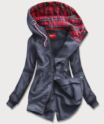 DŁUGA DAMSKA BLUZA Z KAPTUREM GRAFITOWA (702)