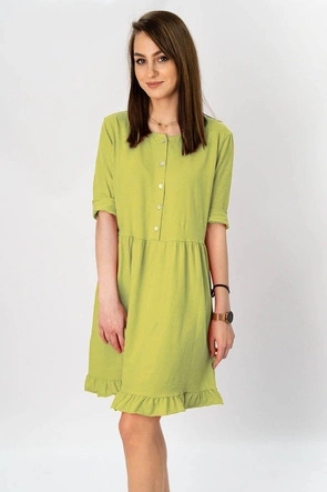 BAWEŁNIANA SUKIENKA OVERSIZE MUSZTARDOWA (305ART)