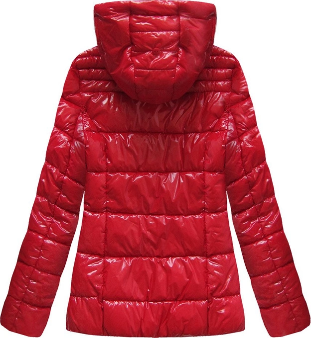 LAKIEROWANA PIKOWANA KURTKA DAMSKA CZERWONA (7695)