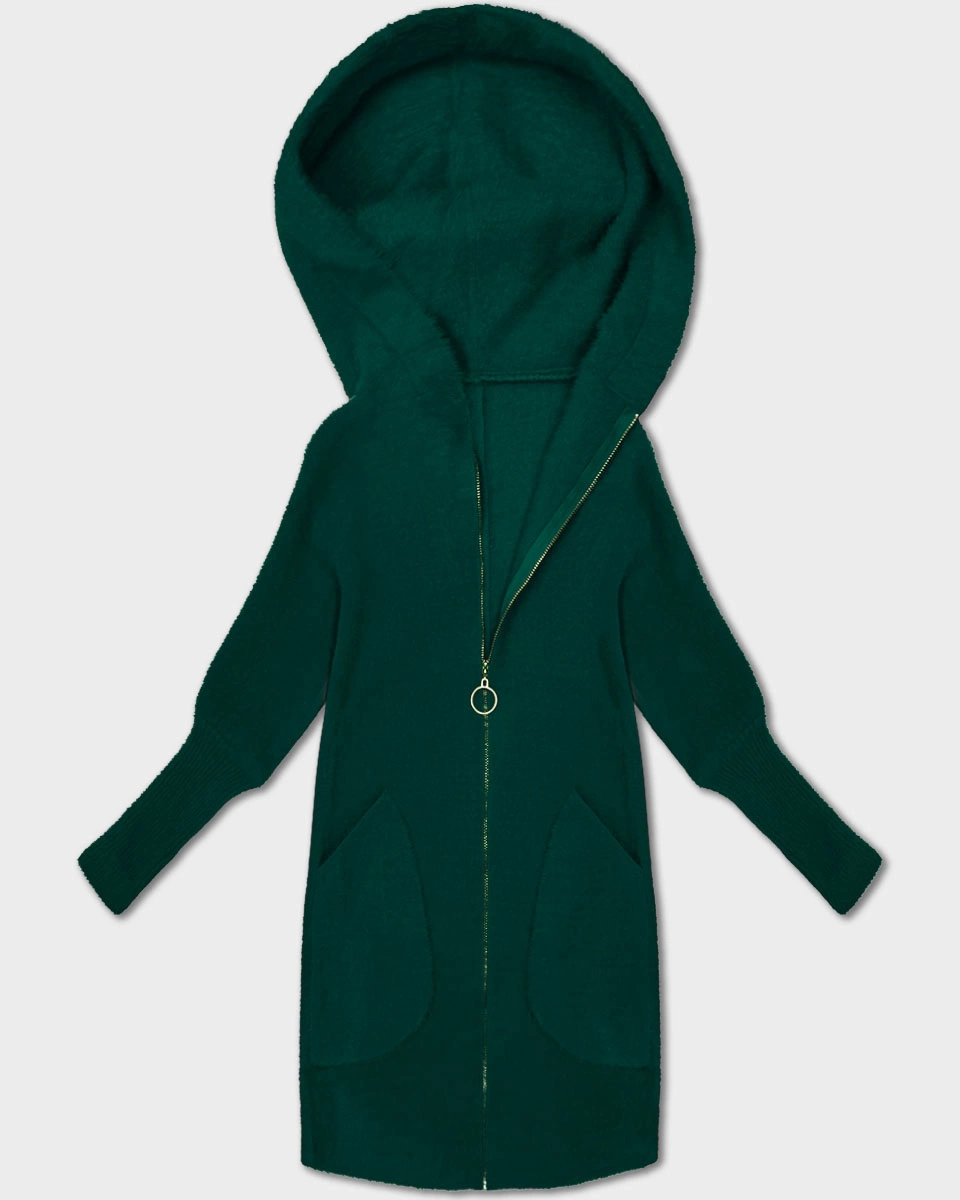 Narzutka kurtka alpaka z kapturem butelkowa zieleń (19905.1)