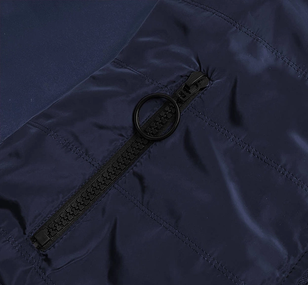 Damski dres z łączonych materiałów granatowy (amg683/1)